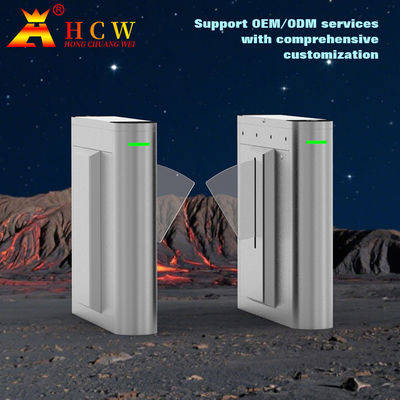 HCW Flap Barrier Gate Entrance Pedestrian Access Control Turnstile Stainless For Office Buildings