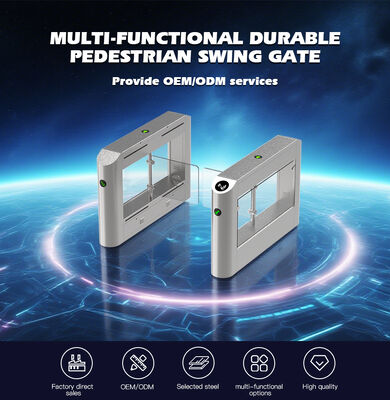 HCW Secure Automatic Turnstile Gate with 1100mm Channel Width, 6-Pair Infrared Anti-Pinch, and 180-Degree Swing Arm Rotation