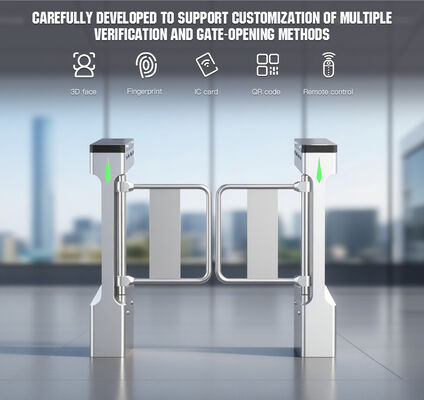 HCW Smart Swing Barrier Turnstile with Face Recognition RFID Card Reader and 4 Million Cycles Life