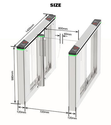 HCW Swing Barrier Turnstile features a 1600*120*980mm chassis, RS485/RS232 interface with  Swing Barrier Turnstile Automatic Gate
