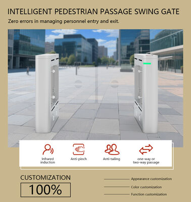 HCW 8 coppie di sensori di rilevamento a infrarossi Swing Barrier Turnstile Gate,Velocità rapida 30-60 persone/minuto Controllo di accesso pedonale Turnsti,5 milioni di volte Life Span Swing Turnstile Gate